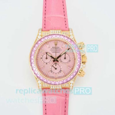 RXF Factory Super Clone Rolex Cosmo Daytona Pink Diamond Bezel Swiss 4130 Watch 